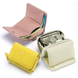 Wallets PU Leather Short Card Holder Bag Portable Cowhide Small Zipper Money Coin Purse For Men Women Earphone Pouch