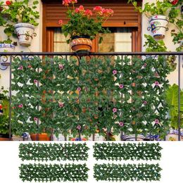 Decorative Flowers Artificial Ivy Hedge Green Leaf Fence Panels Faux Privacy Screen With For Outdoor Garden Decor