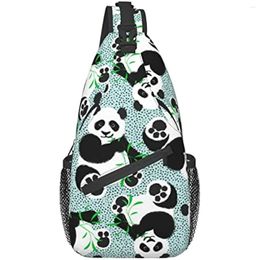 Backpack Dots Cartoon Panda Pattern Sling Bag Multipurpose Shoulder Bags Travel Hiking Chest For Women Men School Work
