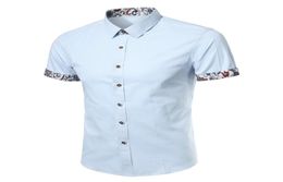Men Shirt Short Sleeve 2017 Brand Shirts Men Casual Shirt Slim Fit Flower Printed Design Chemise Mens Camisas Dress Shirts 4XL9612499
