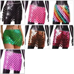 Skirts Womens Sequins Mini Skirt Nightclub Hollowed Body Jewelry Waist Chain