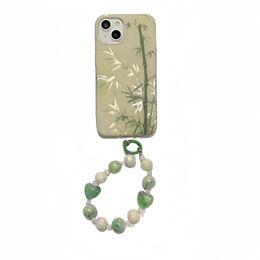 Green national style bamboo is suitable for iPhone15ProMax Apple 14/13/12 mobile phone case, a small number of China-Chic girls