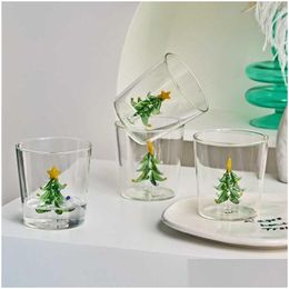 Mugs Christmas Tree Mug Cute Cup Glass Cups Coffee Home Decoration Gift R230712 Drop Delivery Garden Kitchen Dining Bar Drinkware Dhj7X