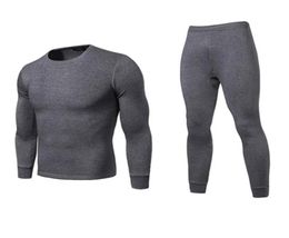 Men Winter Warm Long Johns Plus Size Solid Colour Thermal Long Sleeve Top Pants Underwear Set6649624