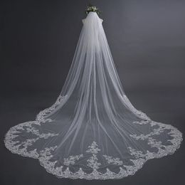 3 Metre Ivory Cathedral Wedding Veil with Comb Long Lace Edge Bridal Veil High Quality Wedding Accessories Real Pictures 250P