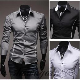 H79 New Mens Luxury Casual Slim Fit Stylish Dress Shirts 3 Colors 5 Size5595748