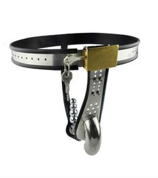 Stainless Steel Belt with Anal Plug Metal Underwear Bdsm Bondage Lock Cock Cage Device Sex Toys for Men P08297776057