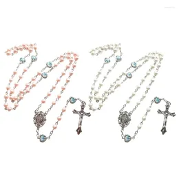 Chains E0BF Medal-and Crucifix Pendant Chain Cross-Necklace Catholic Rosary Necklace Jewellery Holy Land Religious Gifts Unisex