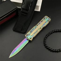 AUTO Knife Micro SCARAB D/E 0885 440C Steel Blade Zinc Alloy with Abalone Inlay Handles Pocket Knife Outdoor Camping Survival Knife