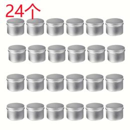 24 Pack Round Metal Tins Box Candle Tin Black Aluminium Jar Storage Empty Pot Plain Cream Cosmetic Container 285Q