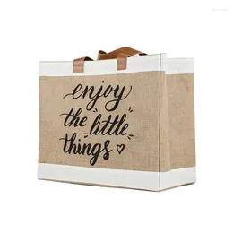 Shopping Bags 200pcs -design Customized Jute Handbags With Leather Handle Durable Hessian For Packing/Storage/Books