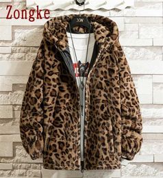 Zongke Leopard Capuz Jaqueta de inverno Homens de streetwear japoneses Menas Jaqueta de inverno Casual Jackets para homens Marca Coat M4XL 2110262539243