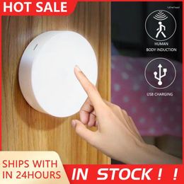 Night Lights 6 LED Motion Sensor Lamp USB Rechargeable Body Induction Bedroom Stairs Wall Decoration