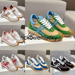 loeweshoes Brand Designer Shoes Real Leather Sneakers For Women Suede Upper Rubber Ripple Sole Fashion Retro Outdoor Flow Runner Comfortable jogging Top Qua
