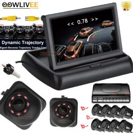 OOWLIVEE Doul CUP Smart System Parking Sensors 8 for Car Intelligent Moving Parking Line Monitor Parktronic With Rearview camera