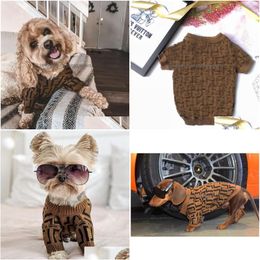 Dog Apparel Pet Coat Designer Clothes Cute Puppy Sweaters Letter Luxury Dogs Clothing Pets Apperal Warm Sweater For Large Outfit Dro Dhmua
