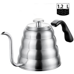 Stainless Steel Tea Coffee Kettle with Thermometer Gooseneck Thin Spout for Pour Over Coffee Pot Works on Stovetop 40oz 1 2L 294L