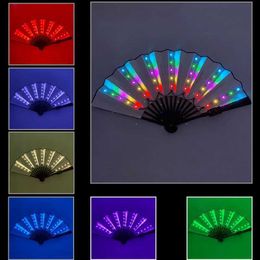 Led Rave Toy LED Fan Dance Light Fan Glow Folding Night Show Halloween Christmas Carnival Birthday Glow Dark Party Supplies d240527