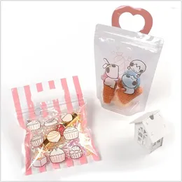Gift Wrap 100pcs Clear Plastic Bag For Cookie Small Candy With Handle Zipper Party Favor