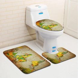 Bath Mats Printed 3pieces Rug Set Water Absorption Bathroom Carpets And Mat Washable Toilet Floor Rugs