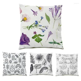 Pillow Polyester Linen Home 45x45 Cover Ultra Soft Velvet Sofa Decorative Print Artistic Flower Vintage Floral Pillowcase E0749