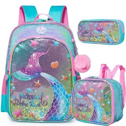 Meetbeliefy Backpack for Girls Backpacks Kids School Bookbag for Elementary Students Full size travel bag with lunch box 240527