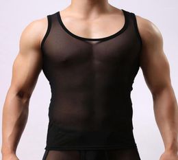 PERSON Mens See Through Tank Tops Compression Mesh Top Sleeveless Undershirt Men Bodybuilding Stringers Elastic6744330