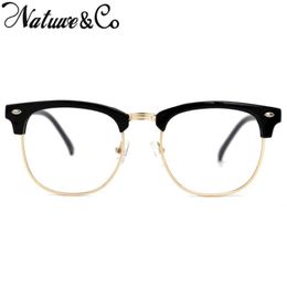 Fashion Sunglasses Frames Half Frame Eyeglasses Design Clear Lens Semi Rimless Woman Men Reading Glass Computer Eye Glasses 2021 Natuwe 2522