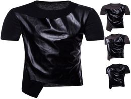 Mens Designer T Shitrs Spell Leather Cool Oneck Short Sleeve Hip Hop Style Summer New Fashion Shirts Men7958028