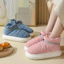 Slippers Winter Outdoor Waterproof Down Boots Women Thermal Cotton Warm Couple Home Indoor Non-slip Soft Plush Bread Shoes