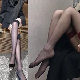 Women Socks Sexy Silky Thigh High Stockings Contrast Color Sheer Over Knee Long 37JB