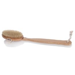 Wholesale-Natural Bristle Middle Long-handled Bamboo Shower Body Bath Brush Round Head Removable Shower Brush 195O