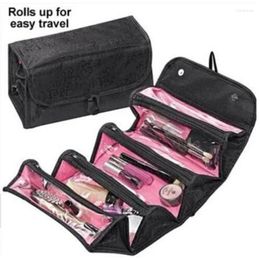 Storage Bags Fashion Folding Women Make Up Bag Roll Toiletry Cosmetic Case Makeup Organizer Travel Cosmetics Box