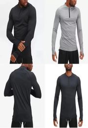 Designer tshirt lu t shirts men sport mesh gym running legging align leggings long sleeve quick dry breathable pullover zipper zip5950402