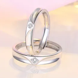 Cluster Rings 1 Pair V-Shape Adjustable Copper Plated Platinum Couple Men Women Overlap Opening Wedding Finger Jewellery