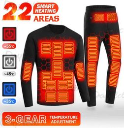 Men039s Thermal Sets Winter USB Heated Electric Underwear Suit Men Women Long Johns Heating Fleece Coat Pants for Couple 1021548789629170