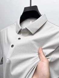 Men's Polos High Quality Short Sleeve POLO Shirt Summer Fashion High-end Texture Design Casual Top Breathable Ice Silk T-shirt
