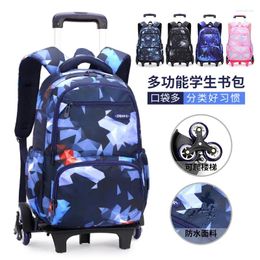 School Bags Trolley Children Backpack Kids With Wheel Grils Boys Removable Orthopaedic Schoolbag Book Bag Mochilas