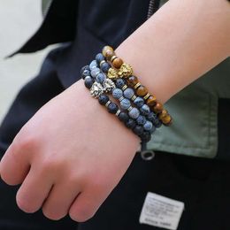 Strand Adjustable Buddhist Buddha Prayer Beads Bracelet Bangle Natural Lava Stone Gem Jewelry For Men Women