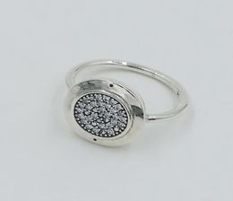 Classic design authentic 925 Sterling Silver RINGS Compatible fit Jewellery with logo Round disc CZ paved Ring2737186