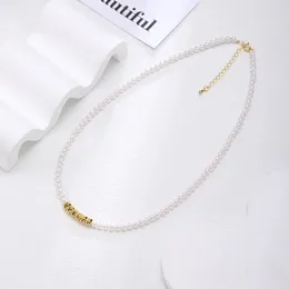 Pendant Necklaces Fine 4mm Pearl Necklace With Clavicle Chain Beads For Women's Advanced Sense Mom Girls Gift Jewelry Accessories Retro