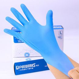 Nitrile Gloves blue 100 pcs lot Food Grade Waterproof Allergy Free Disposable Work Safety Gloves Nitrile Gloves Mechanic 294M