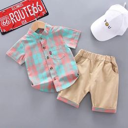 Clothing Sets Children Cotton Clothes Spring Autumn Baby Boy Short Sleeve Plaid Shirts Pants 2Pcs/sets Infant Kid Fashion Toddler Tracksuits