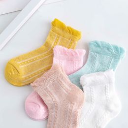 5Pairs/lot 0-5Y Summer Cotton Jacquard Thin Kids Solid Colourful Girls Mesh Cute Newborn Boy Toddler Socks Baby