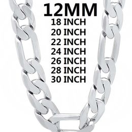 solid 925 Sterling Silver necklace for men classic 12MM Cuban chain 18-30 inches Charm high quality Fashion Jewellery wedding 220222 226e