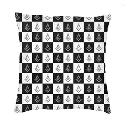 Pillow Freemason Checkered Black And White Pattern Throw Case Bedroom Sofa Decoration 3D Print Masonic Mason Chair Cover