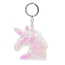 Cute Unicorn Keychain Glitter Pompom Sequins Key Ring Gifts For Guest Women Wedding Souvenir Car Bag Accessories Key Chain 289y