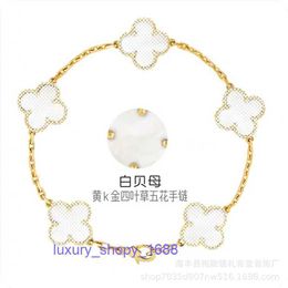 Original 1to1 Van C-A High version V Golden Fan Family Four Leaf Grass Five Flower Bracelet Double sided Natural Red Chalcedony White Fritillaria Agate Accessories