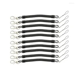 Keychains 10Pcs Black Coil Springs Keychain Cellphone Hook Holder Retractable Cord For Key Chain With Lobster Clasp