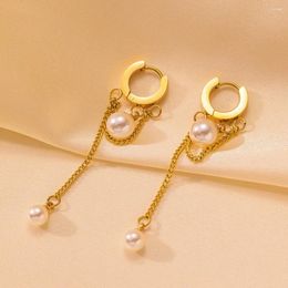 Dangle Earrings Korean Fashion Imitation Pearl Chain Necklace Bracelet Drop For Women Girls Sweet Piercing Earring Wedding Jewelry Set